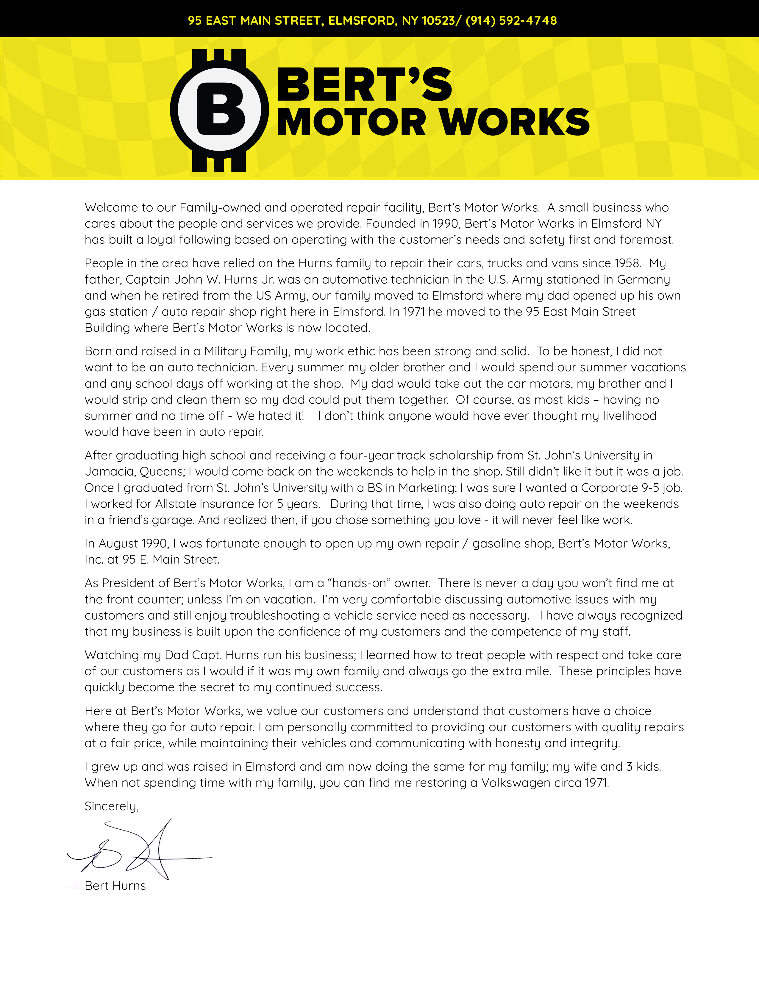 letter from the owner